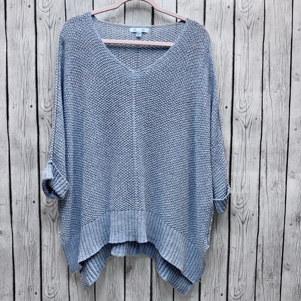 She + Sky Knit Oversized Lightweight Blue Sweater One Size OS